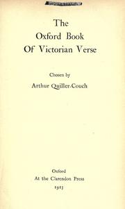 Cover of: The Oxford book of Victorian verse by Arthur Quiller-Couch, Arthur Quiller-Couch