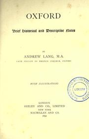 Cover of: Oxford, brief historical and descriptive notes