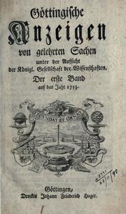 Cover of: Göttingische Anzeigen von gelehrten Sachen