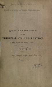 Report of the proceedings of the tribunal of arbitration convened at Paris, 1893..