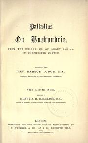 Cover of: Palladius on husbondrie by Palladius Bishop of Aspuna