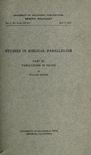 Cover of: Parallelism in Isaiah 