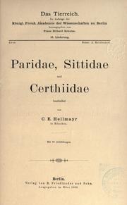 Cover of: Paridae, Sittidae und Certhiidae by C. E. Hellmayr