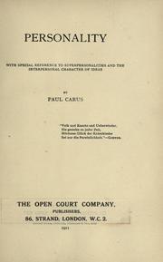 Cover of: Personality by Paul Carus