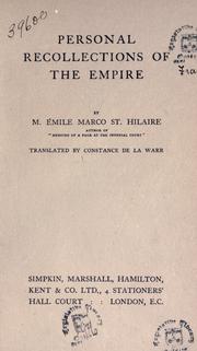 Cover of: Personal recollections of the empire by Émile Marco Saint Hilaire