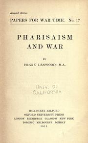 Cover of: Pharisaism and war