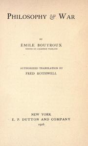 Cover of: Philosophy & war by Emile Boutroux