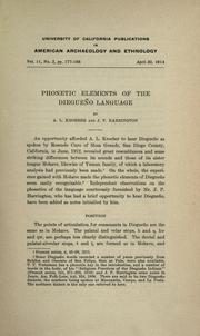 Cover of: Phonetic elements of the Diegueño language by A. L. Kroeber