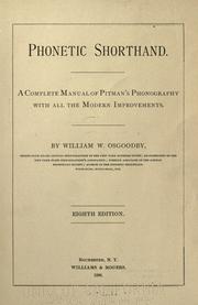 Cover of: Phonetic shorthand. by William W. Osgoodby, William W. Osgoodby