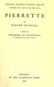 Cover of: Pierrette.: Edited by Theodora de Sélincourt.