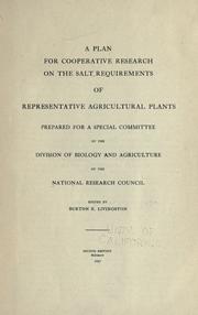 Cover of: A plan for cooperative research on the salt requirements of representative agricultural plants