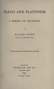 Cover of: Plato and Platonism: a series of lectures