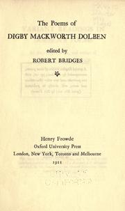 Cover of: The poems of Digby Mackworth Dolben.