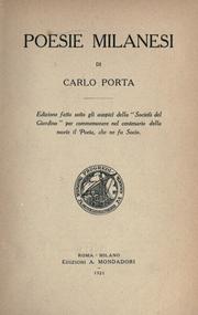 Cover of: Poesie milanesi. by Carlo Antonio Melchiore Filippo Porta