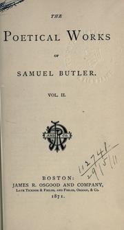 Cover of: Poetical works. by Samuel Butler