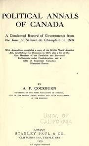 Cover of: Political annals of Canada by Cockburn, A. P.