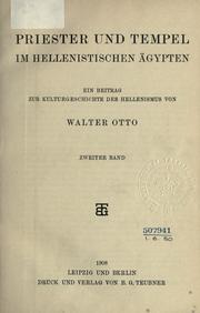 Cover of: Priester und tempel im hellenistischen Ägypten by Walter Gustav Albrecht Otto