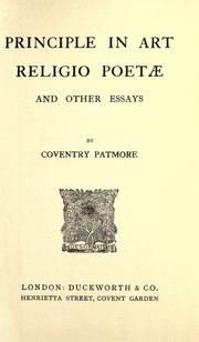 Cover of: Principle in art, Religio poetæ and other essays