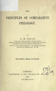 Cover of: The principles of comparative philology. by Archibald Henry Sayce