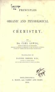 Cover of: Principles of organic and physiological chemistry