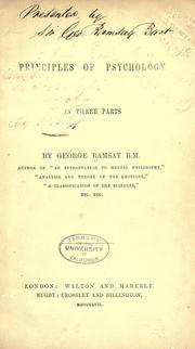 Cover of: Principles of psychology by Ramsay, George