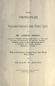 Cover of: The principles of voluntaryism and free life
