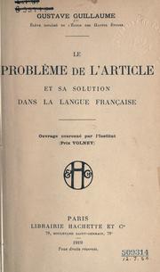 Cover of: Probleme de l'article et sa solution dans la langue française.