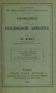 Cover of: Problèmes de psychologie affective.