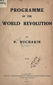 Cover of: Programme of the world revolution