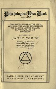 Cover of: Psychological year book, second series by Janet Young