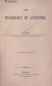 Cover of: The psychology of attention by Théodule Armand Ribot