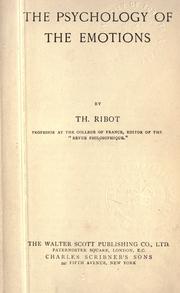 Cover of: The psychology of the emotions by Théodule Armand Ribot