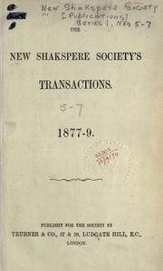 Cover of: [Publications] by New Shakespeare Society, London