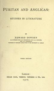 Cover of: Puritan and Anglican: studies in literature. by Dowden, Edward