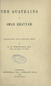 Cover of: The quatrains of Omar Khayyám. by Omar Khayyam