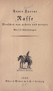 Cover of: Rasse; menschen von gestern und morgen. | FrancГ©, Annie Frau