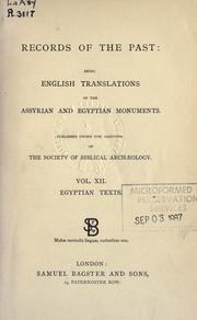 Cover of: Records of the past: being English translations of the Assyrian and Egyptian monuments