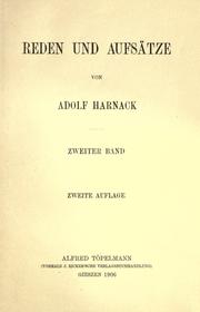 Cover of: Reden und Aufsätze by Adolf von Harnack