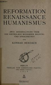 Cover of: Reformation, Renaissance, Humanismus. by Konrad Burdach