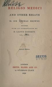 Cover of: Religio medici and other essays. by Thomas Browne
