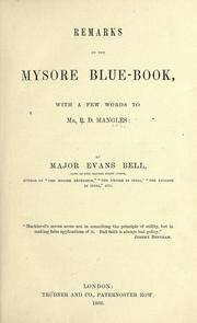 Cover of: Remarks on the Mysore blue-book by Evans Bell