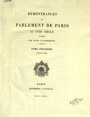 Cover of: Remontrances du Parlement de Paris au 18e siècle.