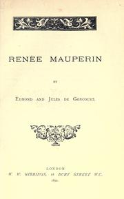 Cover of: Renée Mauperin