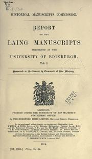 Cover of: Report on the Laing manuscripts: preserved in the University of Edinburgh.