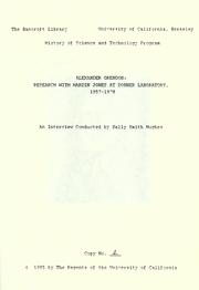 Cover of: Research with Hardin Jones at Donner Laboratory, 1957-1978 | Alexander Grendon