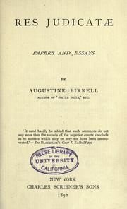 Cover of: Res judicatæ by Augustine Birrell