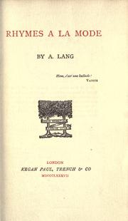 Cover of: Rhymes à la mode. by Andrew Lang