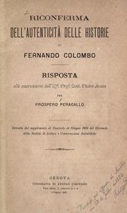 Cover of: Riconferma dell'autenticità delle historie de Fernando Colombo.
