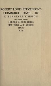 Cover of: Robert Louis Stevenson's Edinburgh days.