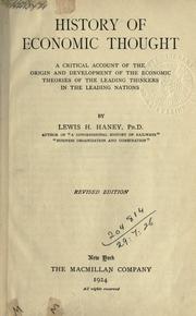 Cover of: History of economic thought by Lewis H. Haney, Lewis H. Haney